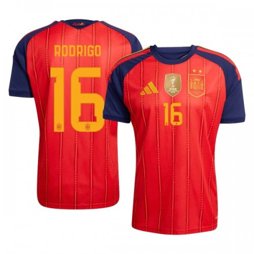 Spania 2 Stars Rodrigo 16 Hjemme VM 2026 - Herre Fotballdrakt Spania 2 Stars Rodrigo 16 Hjemme VM 2026 - Herre Fotballdrakt